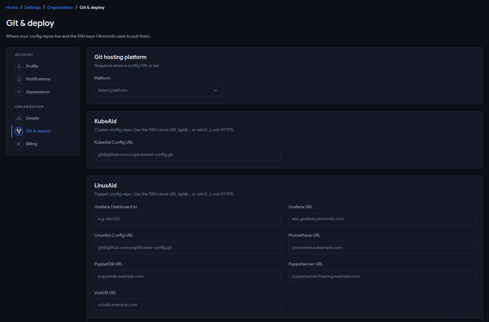 Git & Deploy Page
