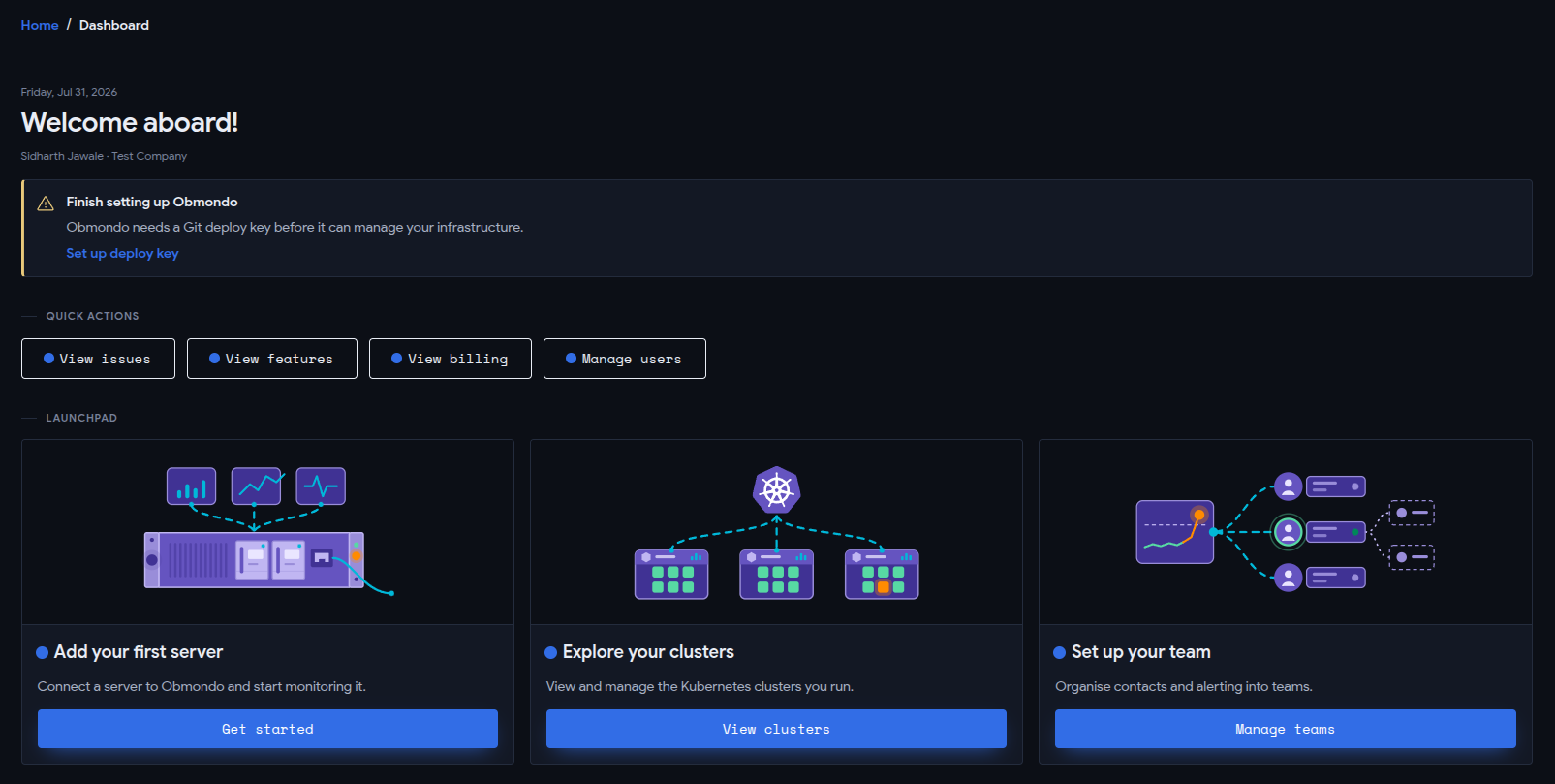 Obmondo Dashboard