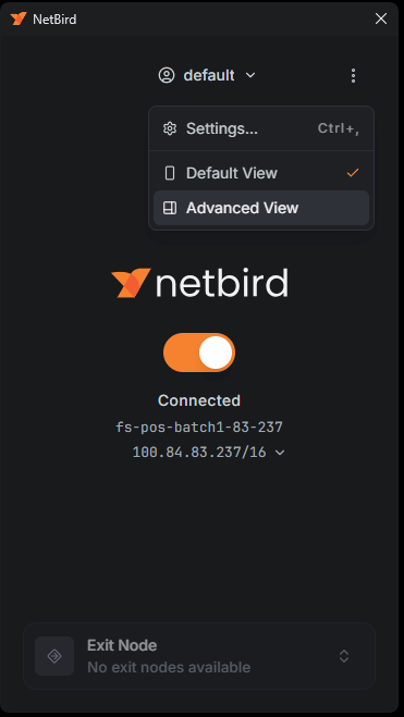 Netbird Advanced View